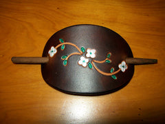 Bright White Flower Leather Barrette