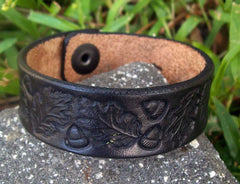 Vintage Oak Leaf Leather Bracelet